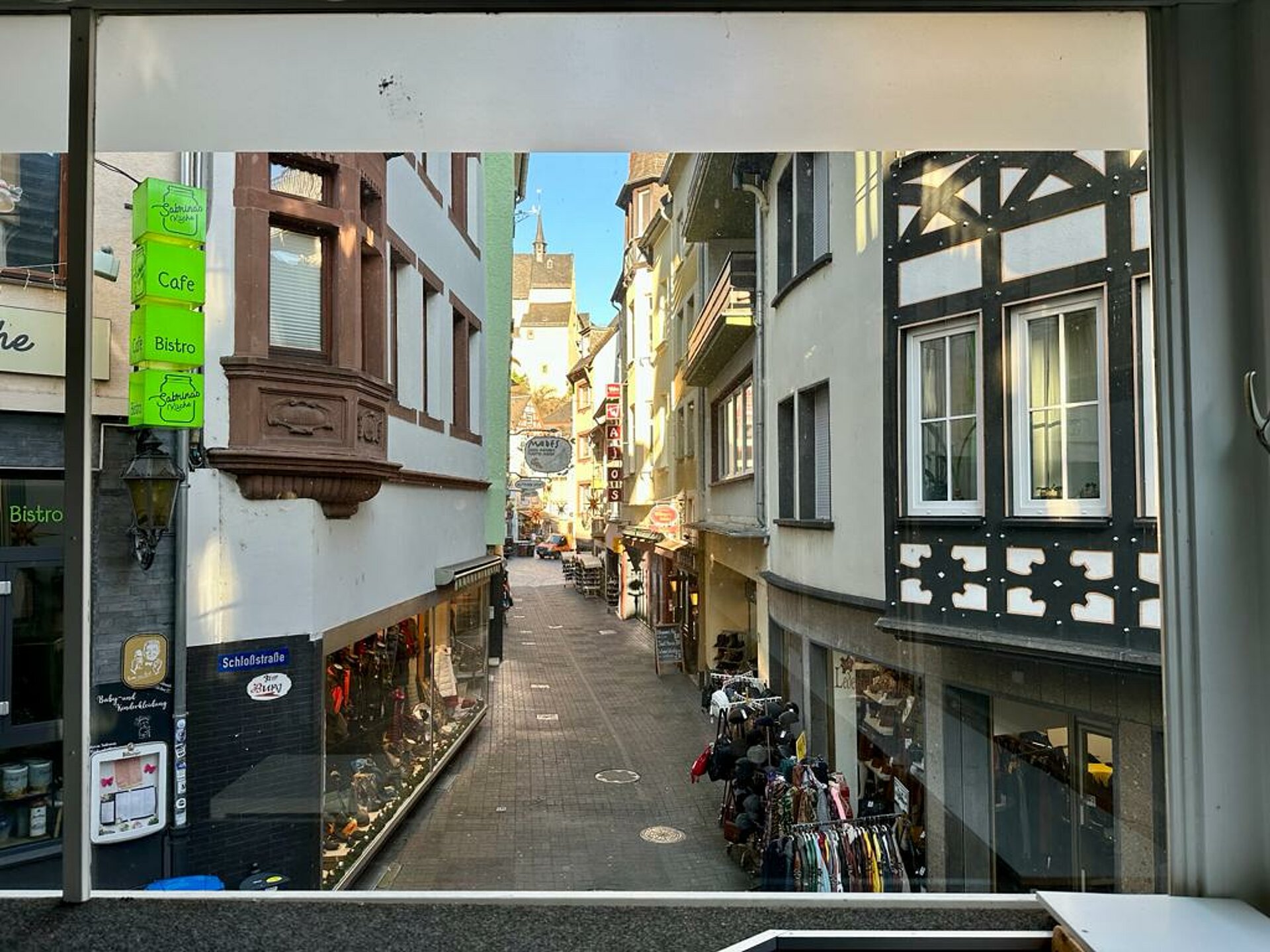 Ausblick in Richtung Marktplatz aus dem 1. OG